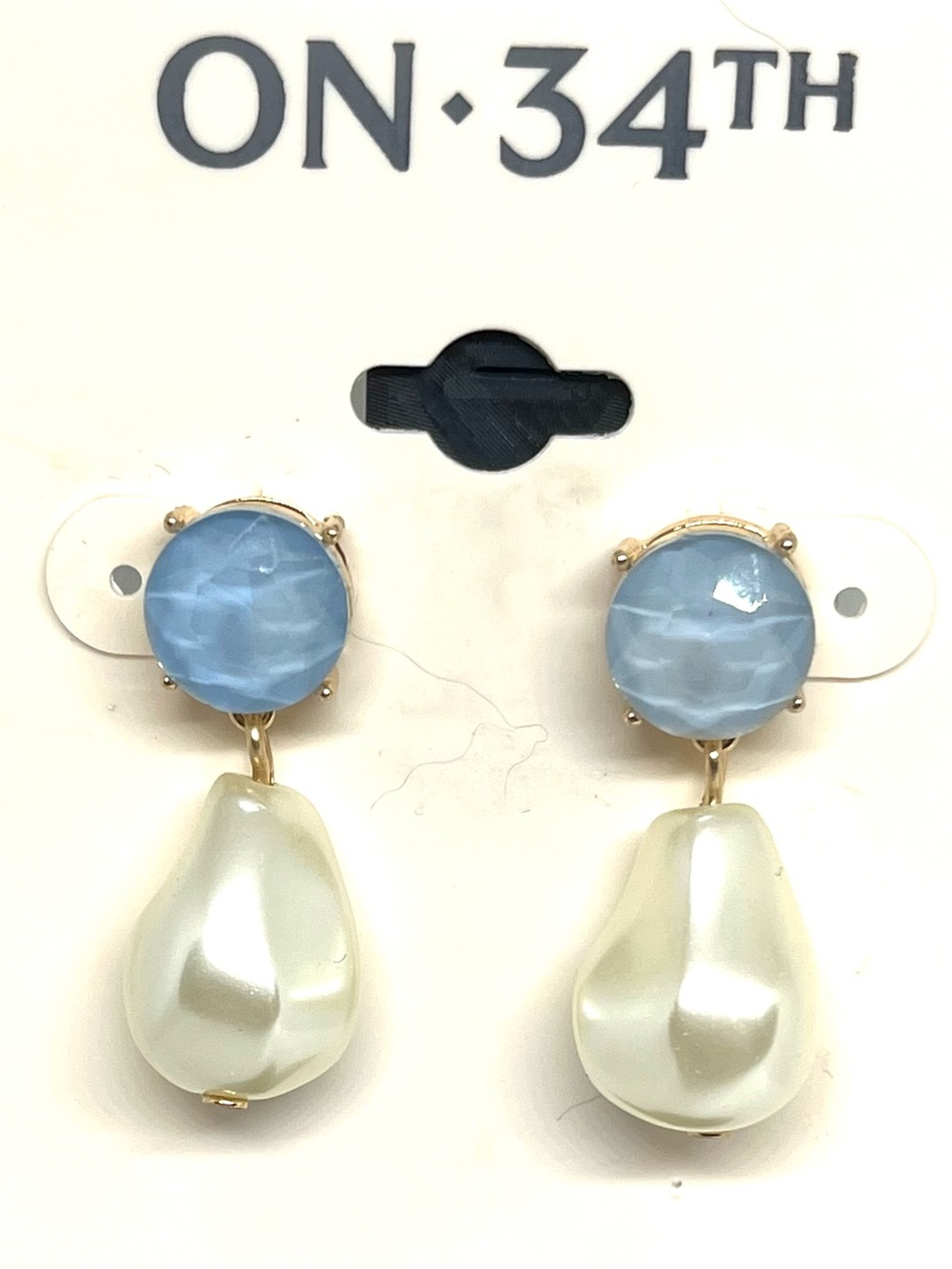 On 34th Blue & Ivory Drop Earrings